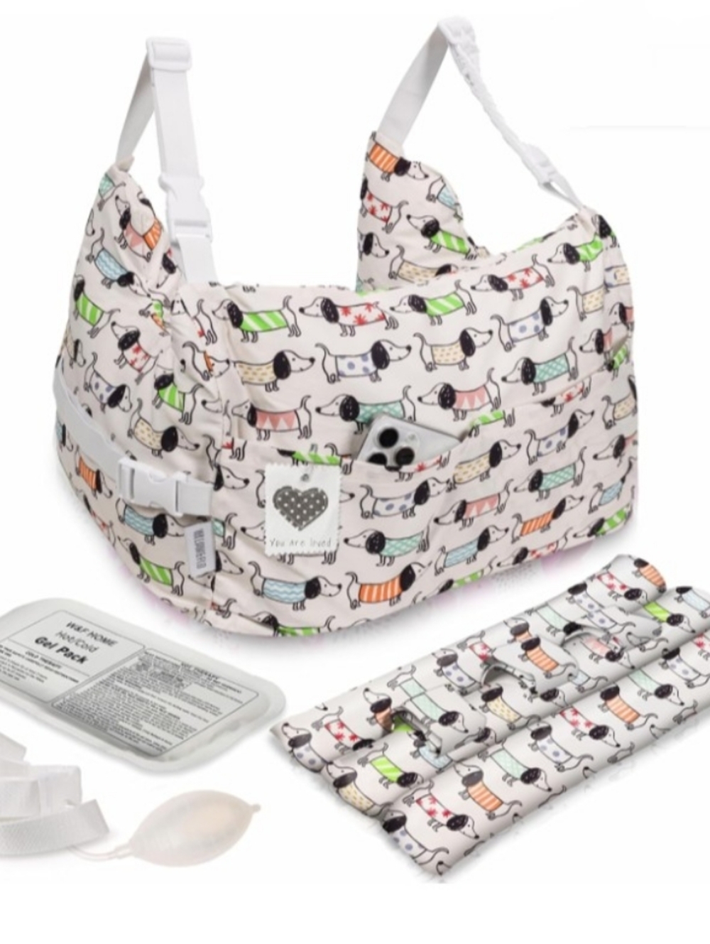 W&F HOME Mastectomy Pillow, Mastectomy Recovery Supplies White Dog Print NWT